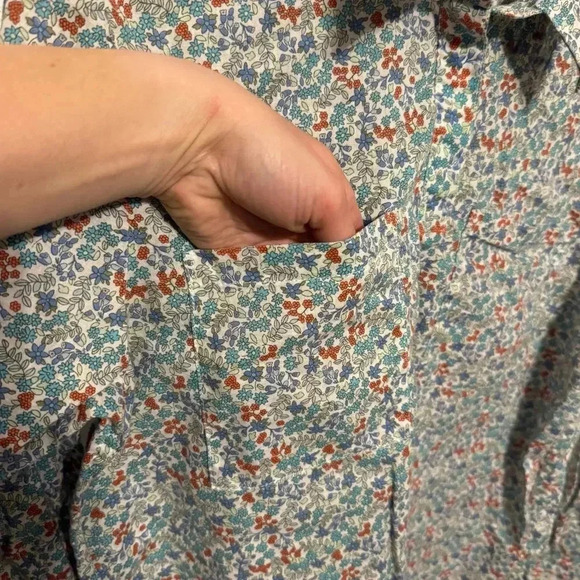 Lands’ End Women’s Floral Cotton/Linen Blend Half Button Down Long Sleeve Size M - Picture 5 of 14